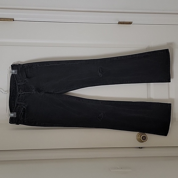 7 For All Mankind, Size 27 Washed Black Flared Jeans w/Sparkle Lightning Bolts - Picture 11 of 15